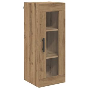 vidaXL Стенен шкаф Дъб 34,5 x 34 x 90 см Инженерна дървесина и стъкло