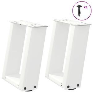 vidaXL Крака за масичка за кафе, U-образни, 2 бр., бели, 30 x (30-31) см, стомана