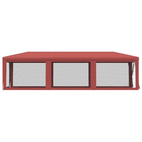 vidaXL Парти палатка с 8 мрежести странични стени червена 3x9 м HDPE