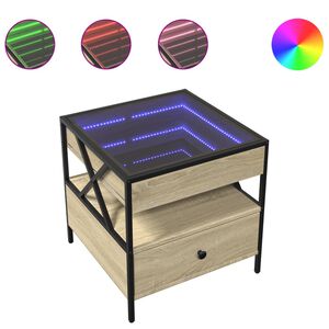 vidaXL Маса за кафе с Infinity LED, сонома дъб, 50x50x51 см