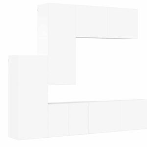 vidaXL ТВ стенни модули, 5 части, бели, инженерно дърво