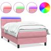 vidaXL Боксспринг легло с матрак и LED, розово, 100x220 см, кадифе