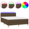 vidaXL Боксспринг легло с матрак и LED, тъмнокафяво, 140x200 см, плат