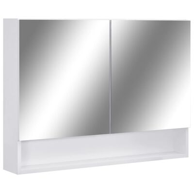 vidaXL Шкаф с LED огледало за баня, бял, 80x15x60 см, МДФ