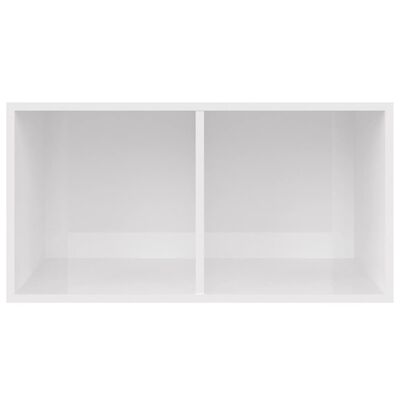vidaXL Шкаф за винилови плочи, бял гланц, 71x34x36 см, инженерно дърво