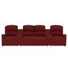 vidaXL 4-местен масажен реклайнер с държачи за чаши виненочервен плат