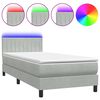 vidaXL Боксспринг легло с матрак и LED, светлосиво, 100x220 см, кадифе