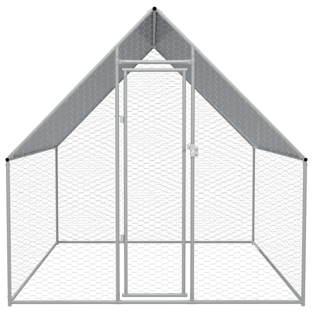 vidaXL Птичарник на открито, поцинкована стомана, 2x2x1,92 м