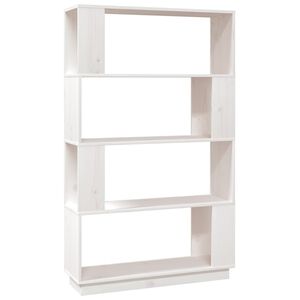 vidaXL Библиотека/разделител за стая, бяла, 80x25x132 см, бор масив