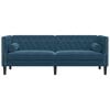 vidaXL Честърфийлд диван с болстери, 3-местен, сини, кадифе