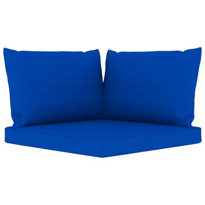 vidaXL Градински лаундж комплект, 9 части, със сини възглавници
