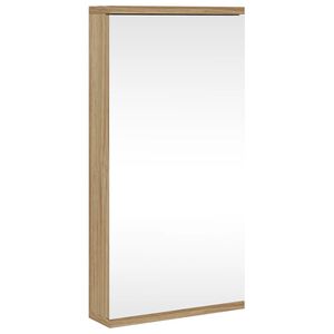 vidaXL Ъглов шкаф с огледало за баня, дъб, 30x24x60 см