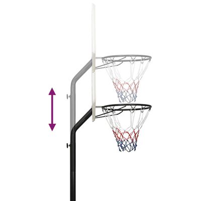 vidaXL Баскетболна стойка, бяла, 237-307 см, полиетилен