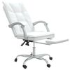 vidaXL Наклоняем офис стол, бял, изкуствена кожа
