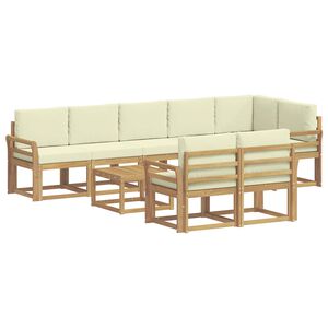 vidaXL Комплект дивани за открито 9 pcs Бяло и кремаво Полиестер