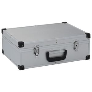 vidaXL Куфар за инструменти 46x33x16 см сребрист алуминий
