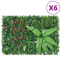  vidaXL Ограда от изкуствени растения 6 бр зелена 40x60 см