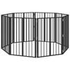 vidaXL Врата за кучета 8 pcs Черен 60 x 80 cm Галванизирана стомана
