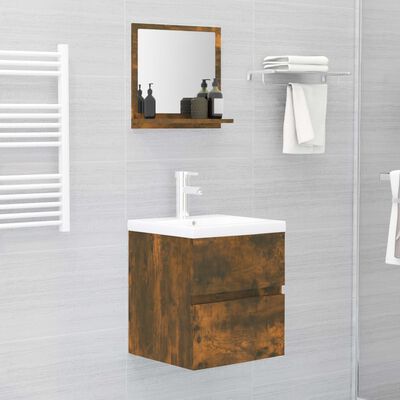 vidaXL Огледало за баня, опушен дъб, 40x10,5x37 см, инженерно дърво