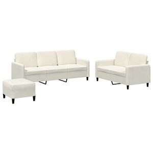 vidaXL Комплект дивани от 3 части, кремав, кадифе