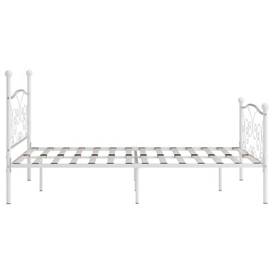 vidaXL Рамка за легло с ламелна основа, бяла, метал, 120x200 см
