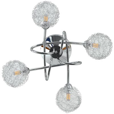 vidaXL Лампа за таван с мрежести телени абажури за 4 LED крушки G9