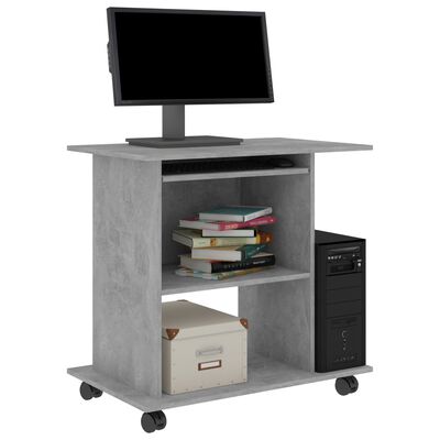 vidaXL Компютърно бюро, бетонно сиво, 80x50x75 см, ПДЧ