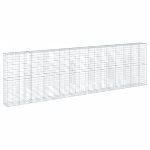 vidaXL Габионна кошница с покритие, 700x50x200 см, поцинковано желязо