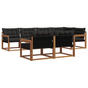 vidaXL Комплект дивани за открито 7 pcs Естествено и черно