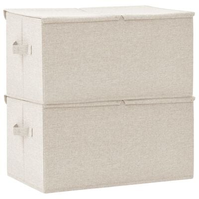vidaXL Кутии за съхранение, 2 бр, текстил, 50x30x25 см, кремави