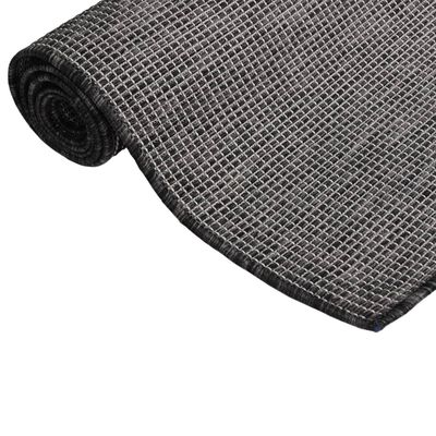 vidaXL Градински плоскотъкан килим, 80x150 см, сив