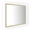 vidaXL LED огледало за баня, дъб сонома, 60x8,5x37 см, акрил
