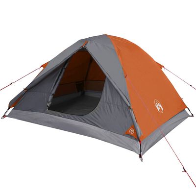 vidaXL Куполна къмпинг палатка, 3-местна, сиво-оранжева, водоустойчива