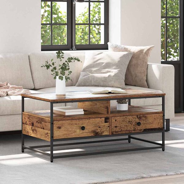 vidaXL Масичка за кафе Старо дърво 100 x 51 x 45 cm Инженерно дърво