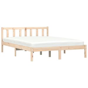 vidaXL Рамка за легло Естествен 152 x 203 cm Солиден бор