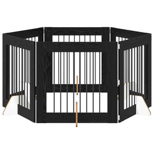 vidaXL Врата за кучета с поставки 6 pcs Черен дъб 80 x 80 cm