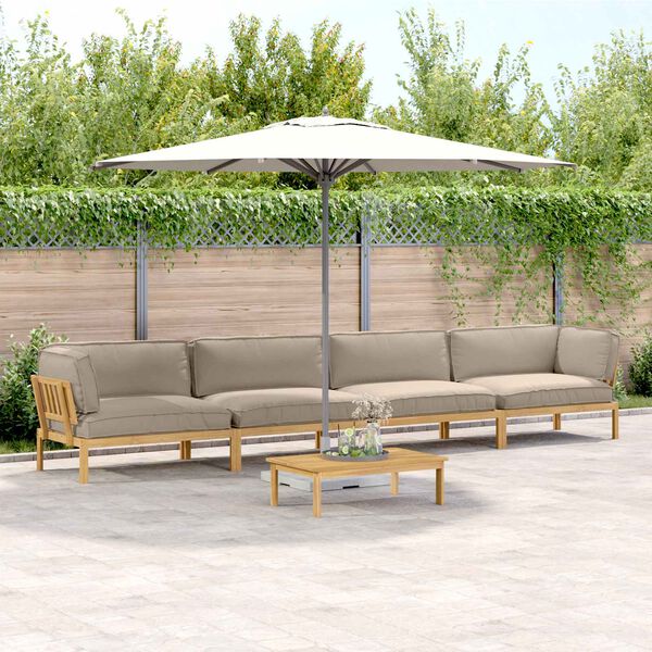 vidaXL Комплект дивани Едноцветен 5 pcs Таупе Солидно акациево дърво