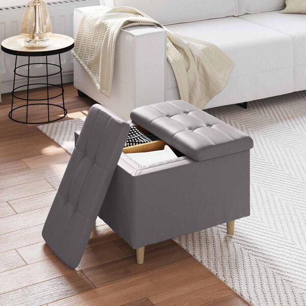 vidaXL Стол с бутон с възглавница Сив 60 x 60 x 45 cm Изкуствена