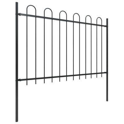 vidaXL Градинска ограда с извити върхове, стомана, 5,1x1,2 м, черна