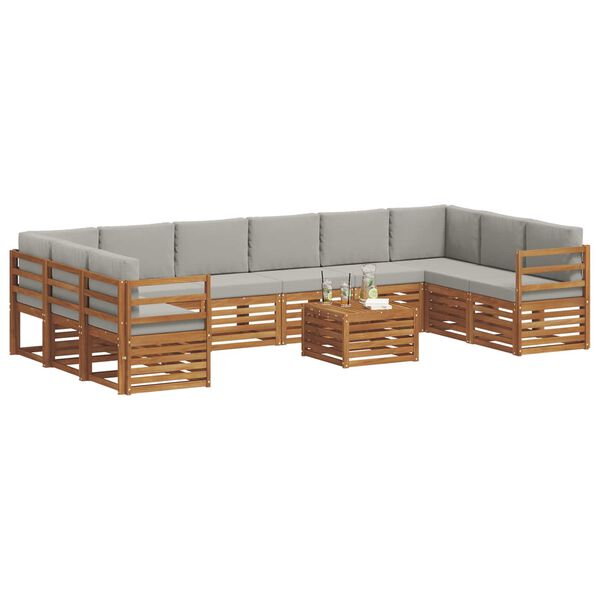 vidaXL Комплект секционен диван 11 pcs Естествено и светло сиво