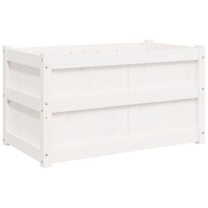 vidaXL Градински сандък, бял, 90x50x50 см, бор масив