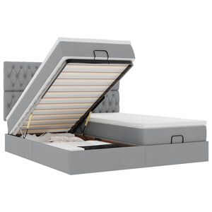 vidaXL Османска легло с матраци, светлосиво, 160x200 см, плат