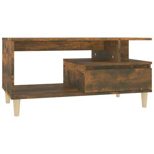 vidaXL Кафе маса, опушен дъб, 90x49x45 см, инженерно дърво