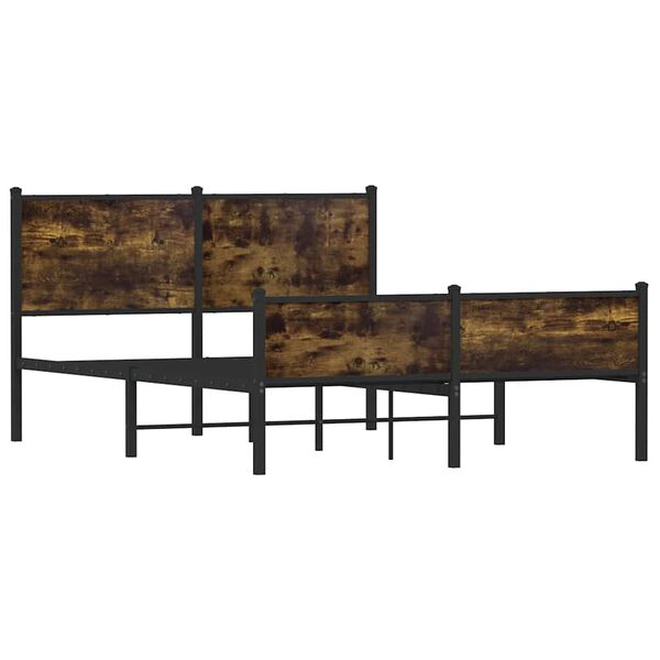 vidaXL Метална рамка за легло, без матрак, опушен дъб, 140x200 см