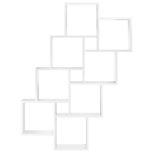 vidaXL Стенен кубичен рафт, бял, 90x15x119 см, инженерно дърво