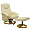 vidaXL Масажен стол с табуретка, кремав, изкуствена кожа