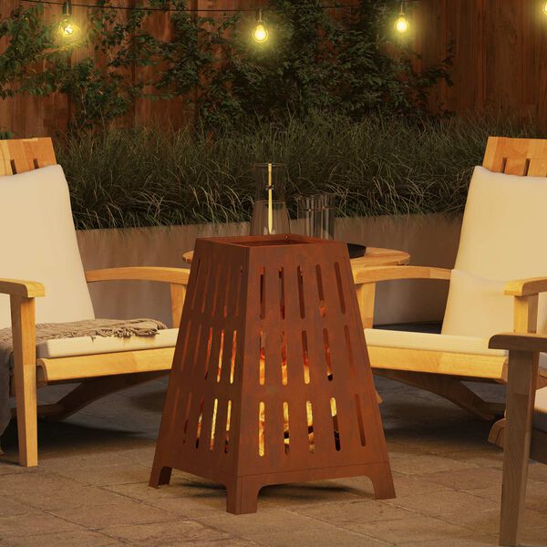 vidaXL Огнище Кафяво 50 x 50 x 70 cm Патинираща стомана