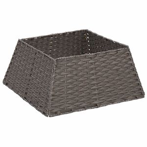 vidaXL Коло за коледно дърво Квадратна Сиво 50 x 50 x 25 cm полиратан