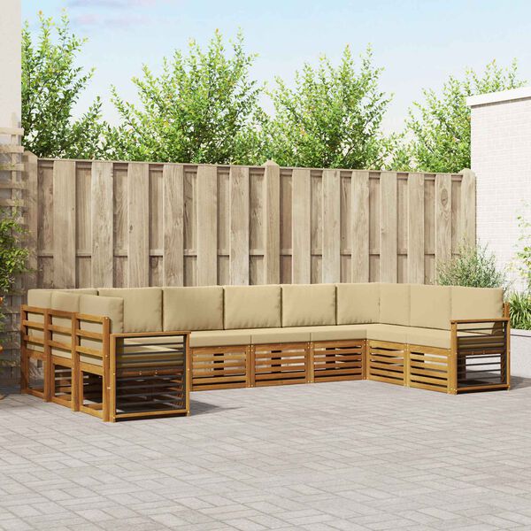 vidaXL Комплекти дивани с възглавница 10 pcs Натурален и Бежов