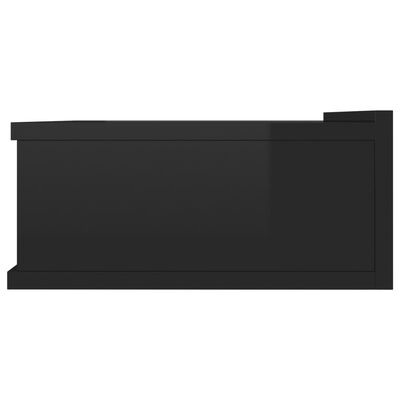 vidaXL Нощно шкафче за стена, черен силен гланц, 40x30x15 см, ПДЧ